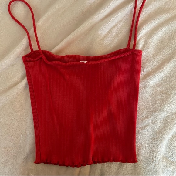 Ribbed Red Crop Tank Mendocino Room Service M - Picture 4 of 5